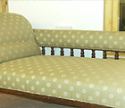 Freshly upholstered chaise lounge at Annie Topham's Upholstery Workshop